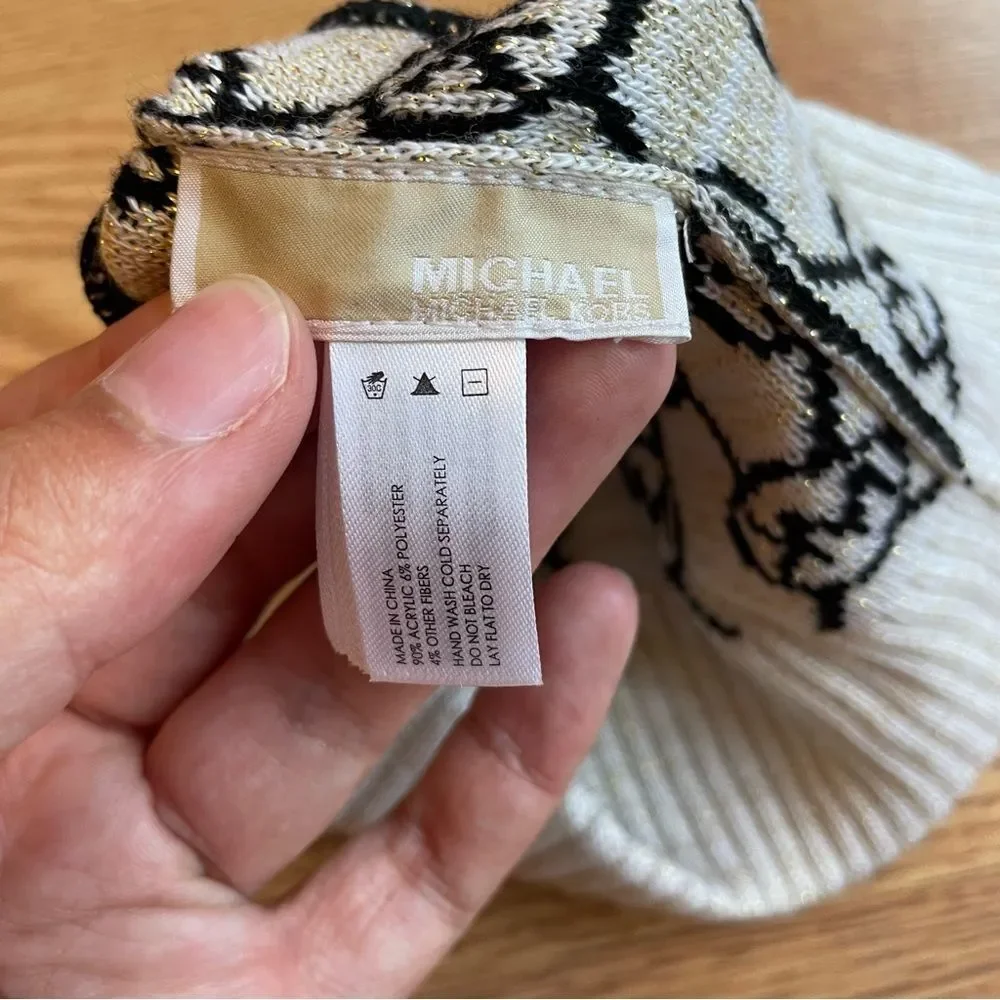 MICHAEL KORS- Black and Gold Beanie Hat